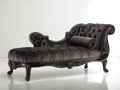 Chaise longue - Velluto - Legno - 190x85x95 cm - Grigio - Stile barocco