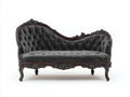 Chaise longue - Velluto - Legno - 200x85x95 cm - Grigio - Stile barocco