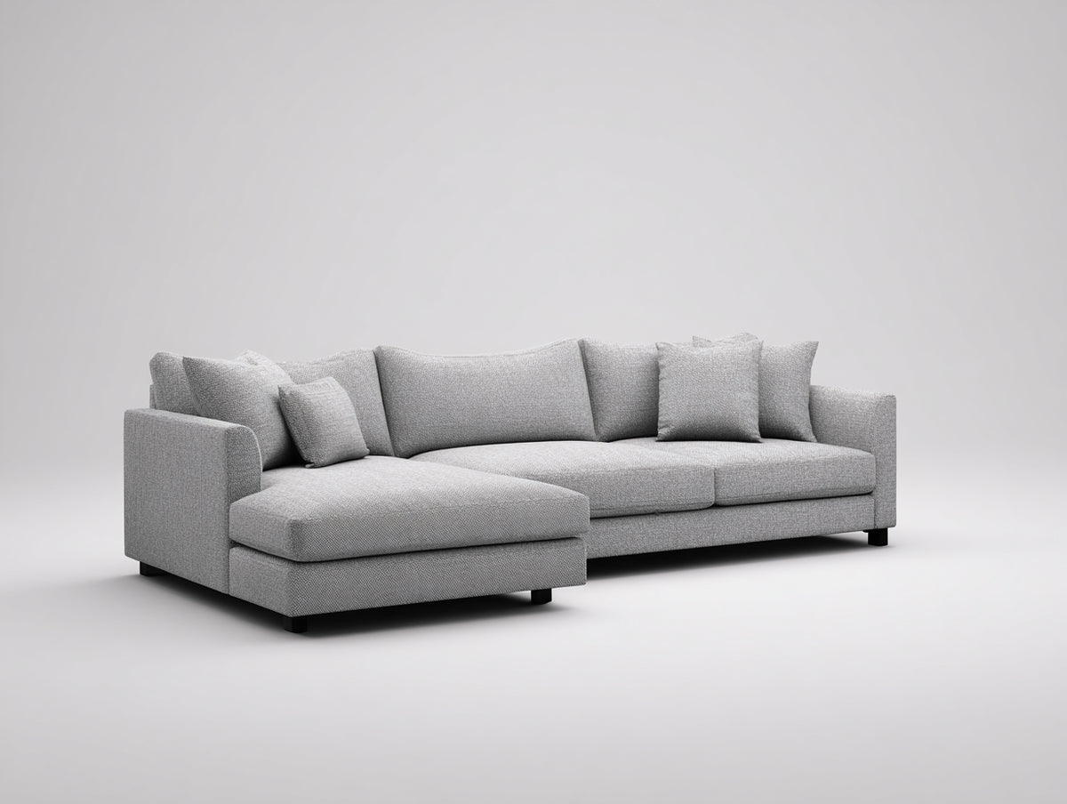 Divano angolare - Tessuto - Legno - 310x165x82 cm - Grigio - Stile moderno