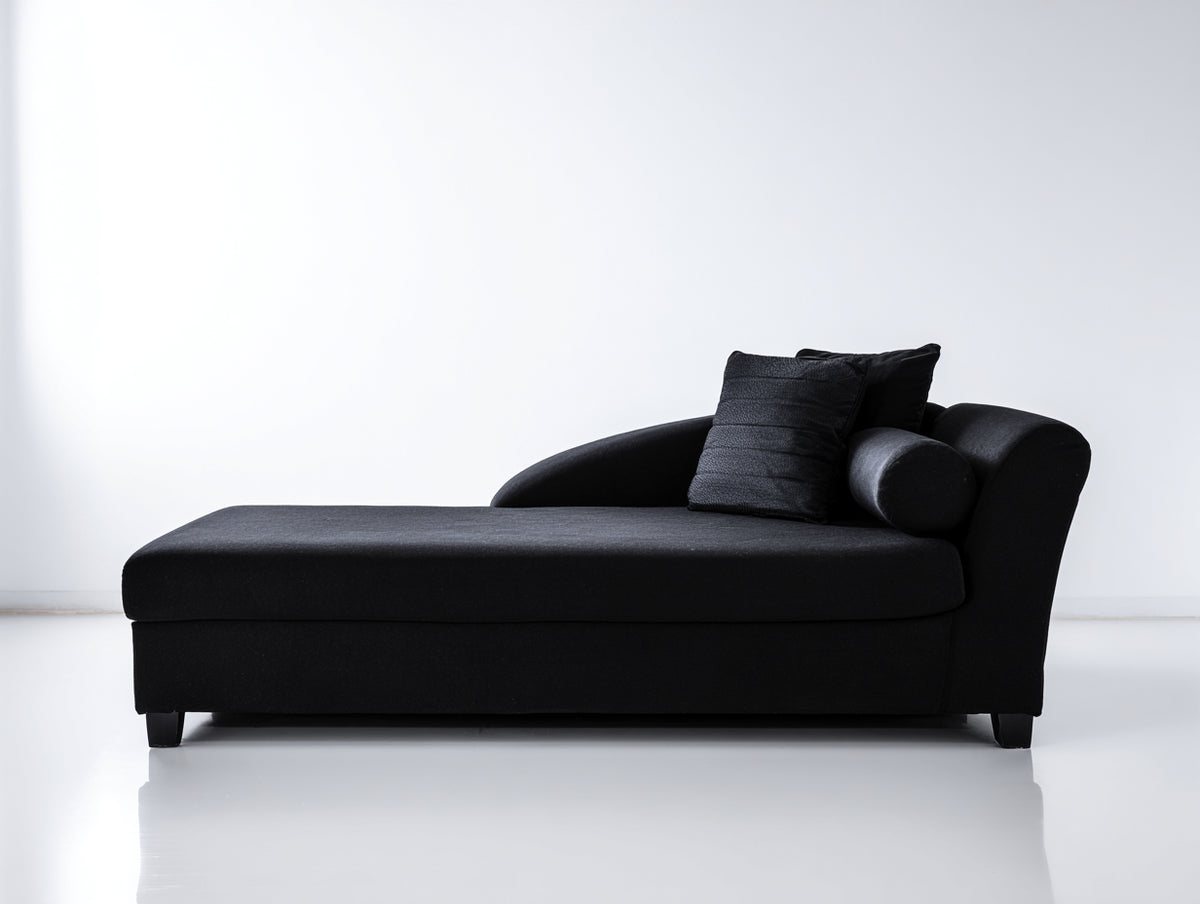 Chaise longue - Tessuto - 180x80x75 cm - Nero - Stile moderno