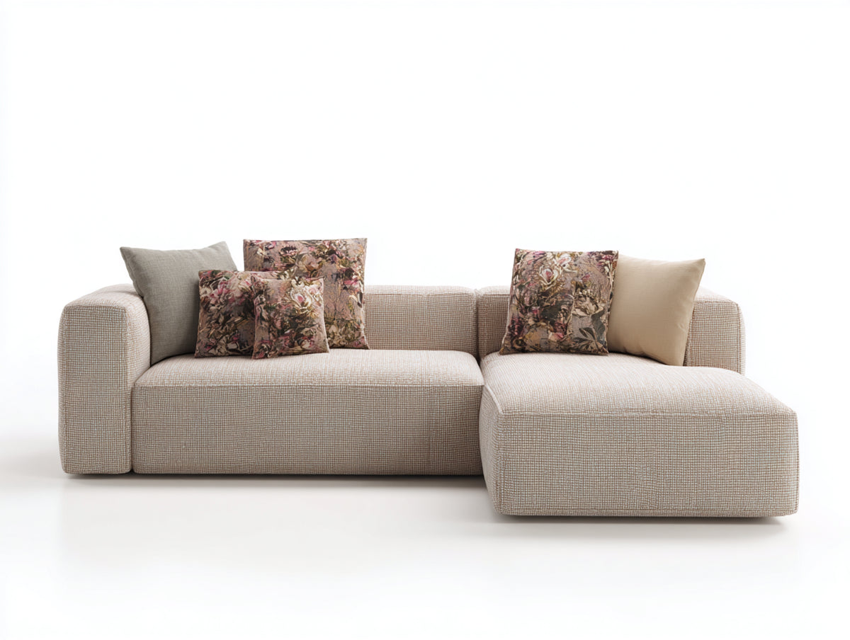 Divano angolare - Tessuto - Legno - 290x170x85 cm - Beige - Design moderno