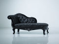 Chaise longue - Velluto - Legno - 170x80x85 cm - Nero - Stile classico