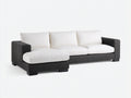Divano angolare - Tessuto - Legno - 300x170x85 cm - Bianco-Nero - Design moderno