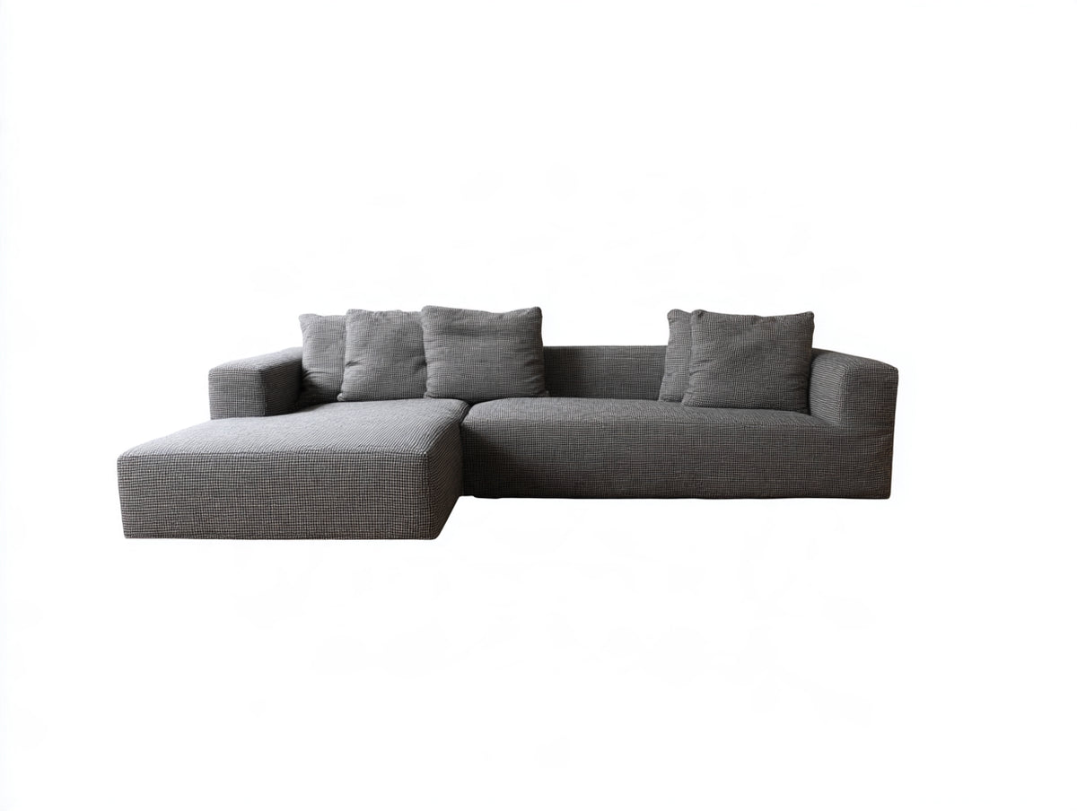 Divano angolare - Tessuto - Legno - 330x180x82 cm - Grigio - Stile contemporaneo