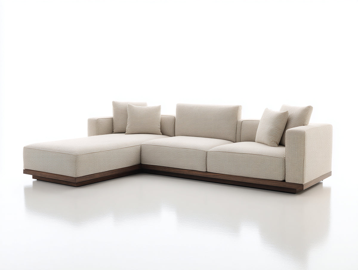 Divano angolare - Tessuto - Legno - 340x175x85 cm - Beige - Stile contemporaneo
