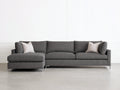 Divano angolare - Tessuto - Metallo - 330x170x82 cm - Grigio antracite - Stile moderno