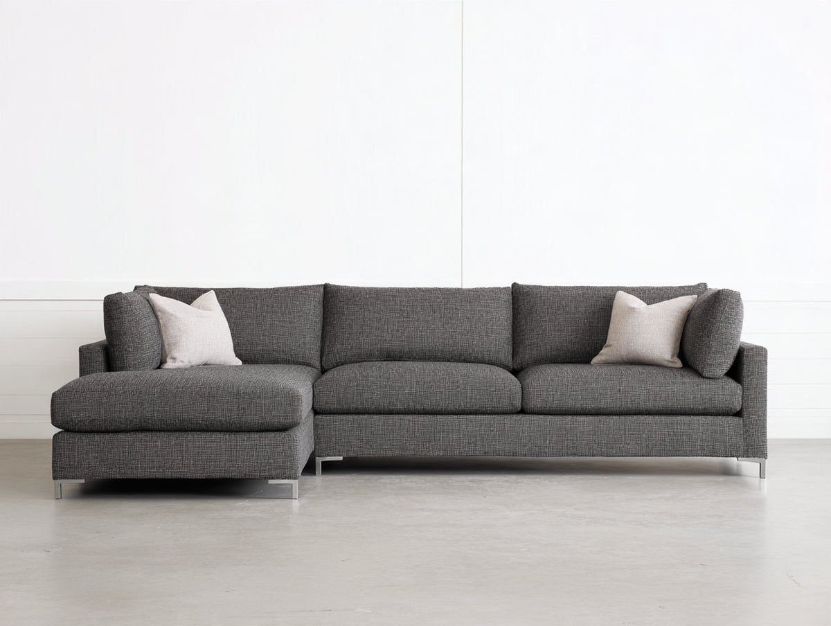 Divano angolare - Tessuto - Metallo - 330x170x82 cm - Grigio antracite - Stile moderno