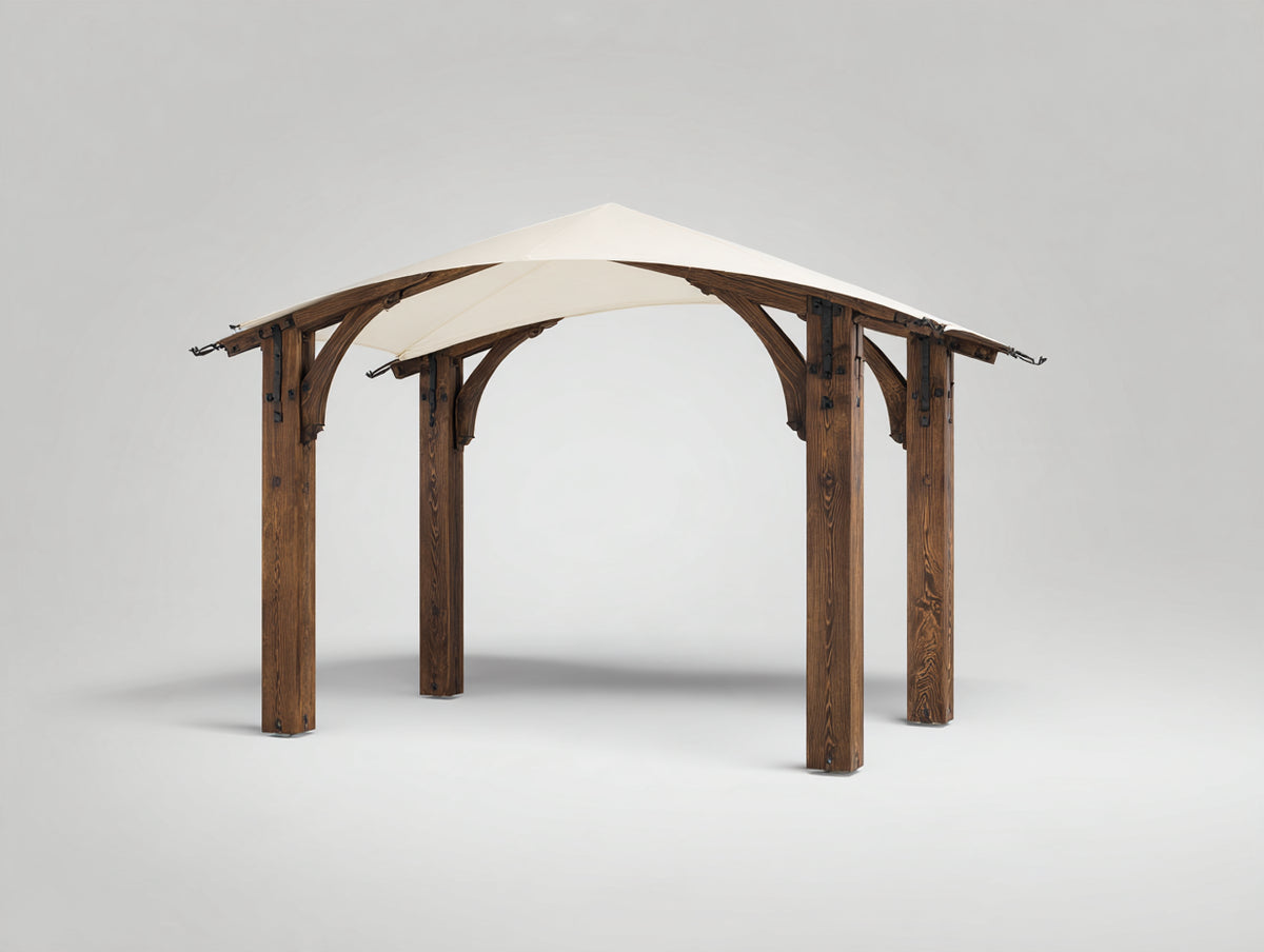 Pergola da giardino - Legno - 300x300x250 cm - Marrone-Beige - Stile rustico