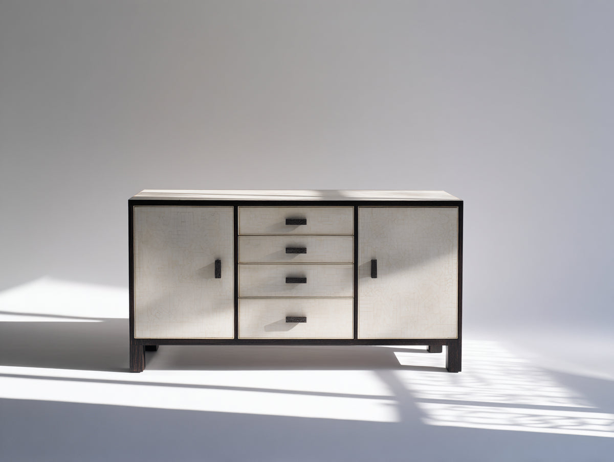 Mobile ingresso - Legno - 160x40x75 cm - Bianco-Nero - Stile moderno