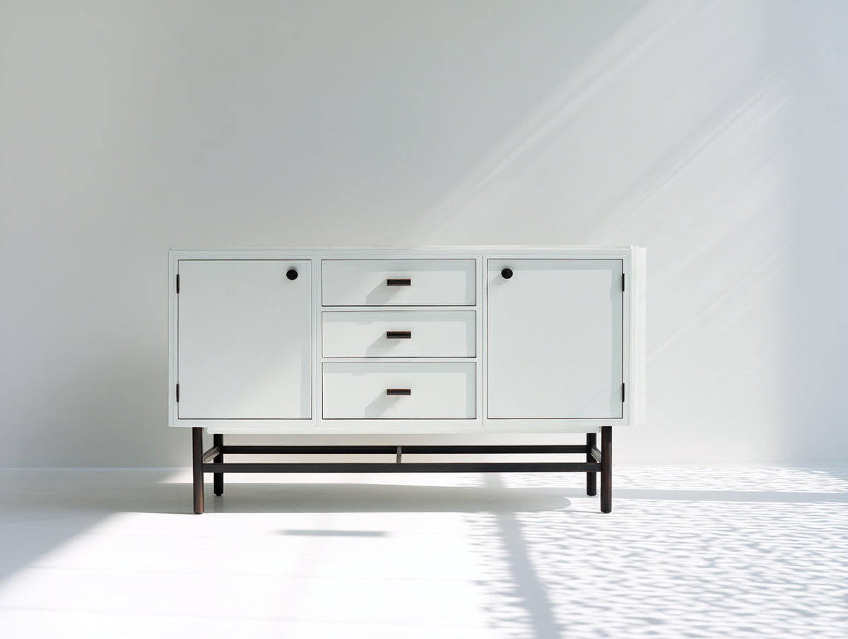Mobile ingresso - Legno - 180x40x80 cm - Bianco-Nero - Stile moderno