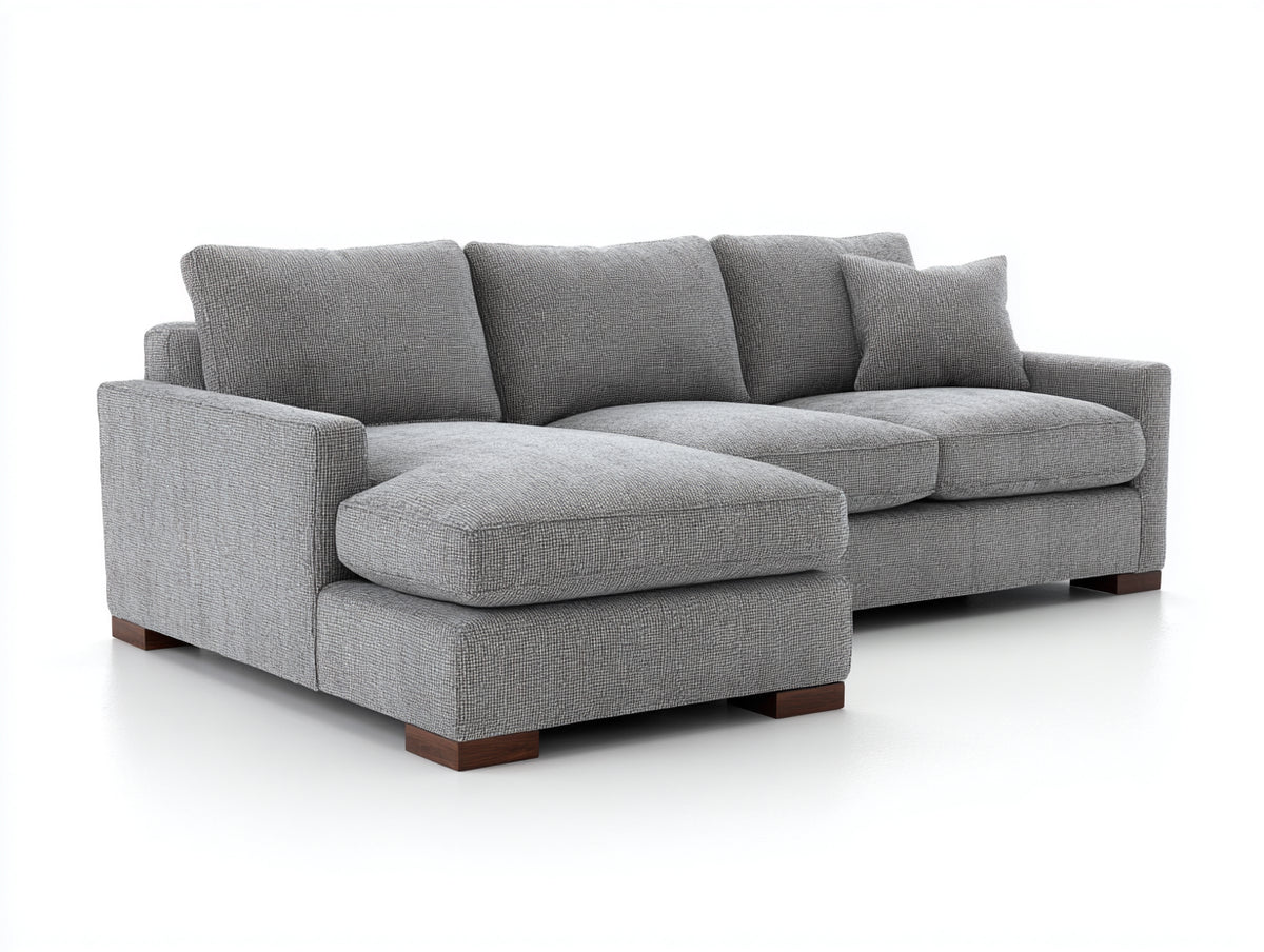 Divano angolare - Tessuto - Legno - 310x165x85 cm - Grigio - Stile contemporaneo