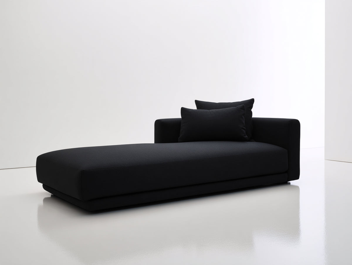 Chaise longue - Tessuto - 185x85x75 cm - Nero - Stile moderno
