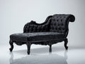 Chaise longue - Velluto - Legno - 175x85x90 cm - Nero - Stile barocco